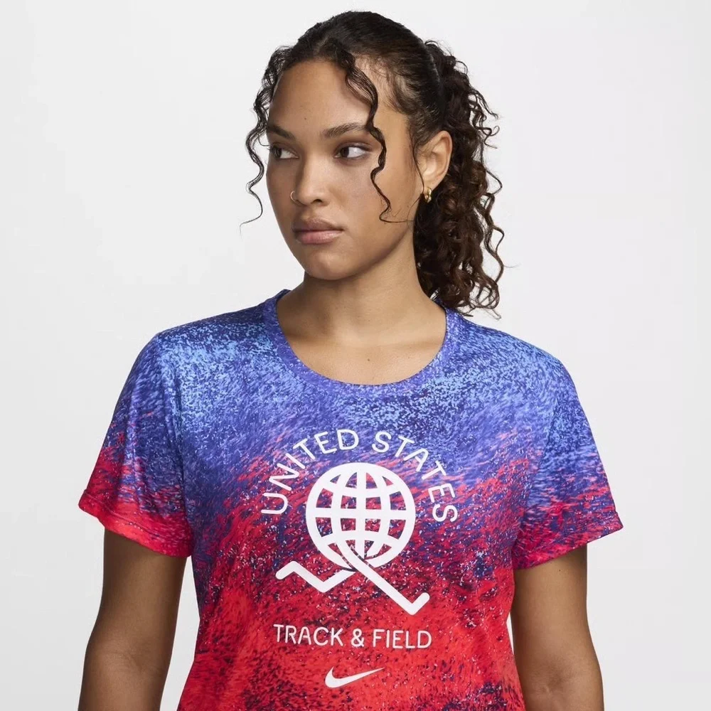 Nike team USA Olympic Olympics track and field running shirt jersey